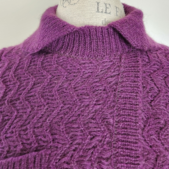 60s Purple Cardigan Sweater Coat Kimlon - Picture 6 of 14